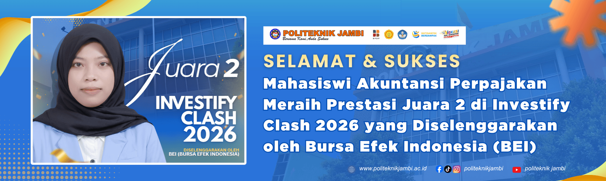 Mahasiswi Akuntansi Perpajakan POLJAM Raih Juara 2 Investify Clash 2026