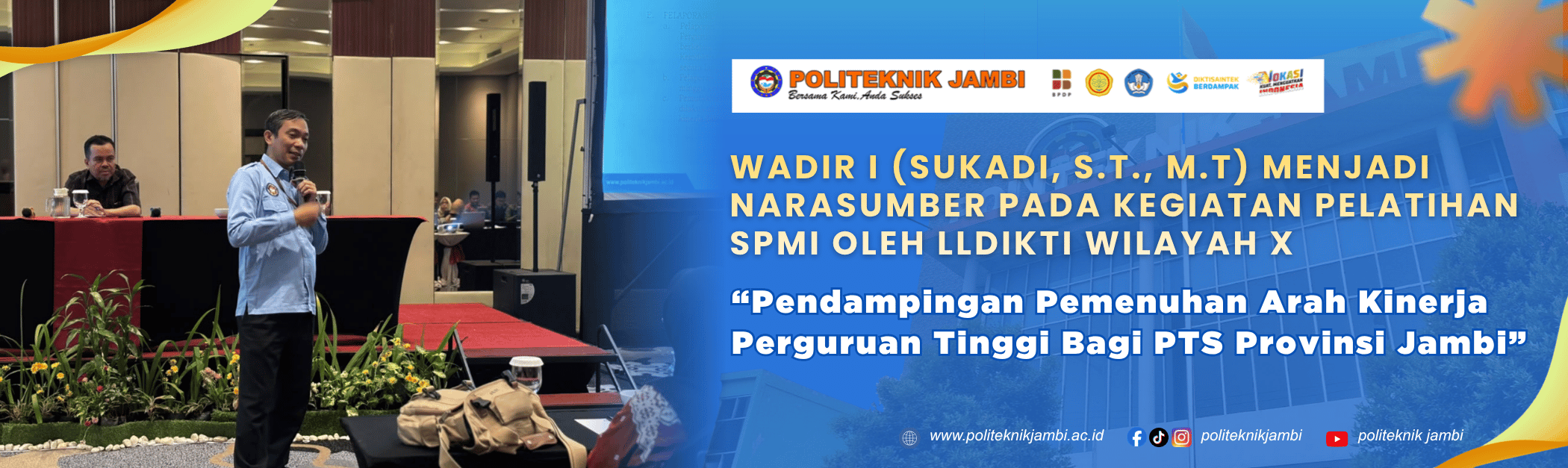 Wakil Direktur I Sukadi, S.T., M.T. Jadi Narasumber Pelatihan SPMI LLDIKTI Wilayah X