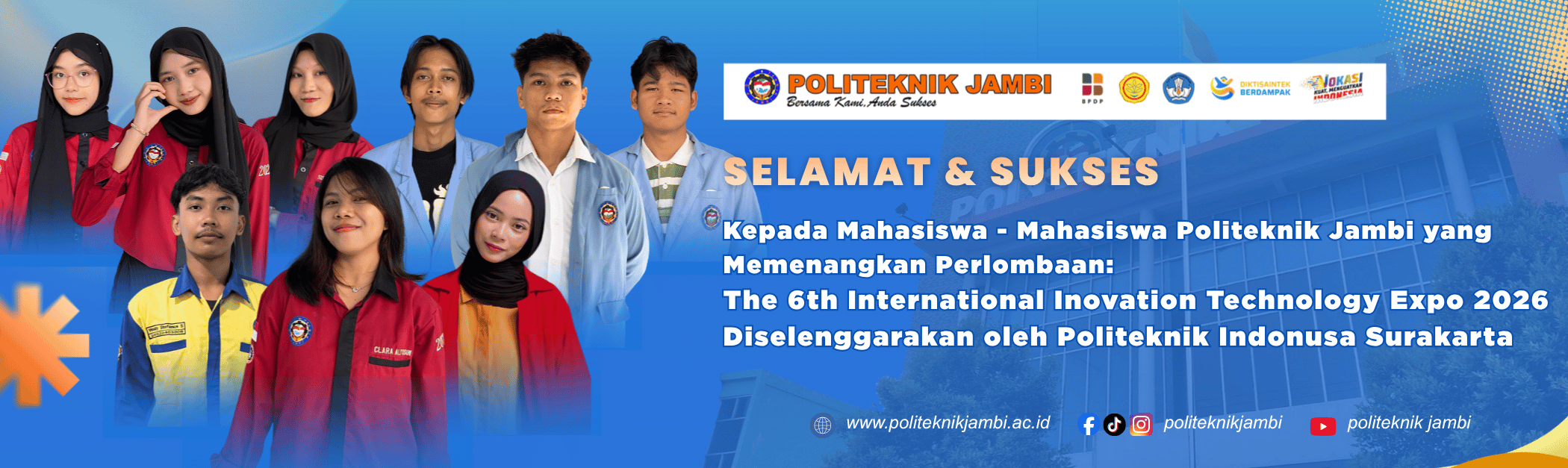 Mahasiswa Politeknik Jambi Raih Tiga Prestasi pada The 6th International Innovation Technology Expo 2026