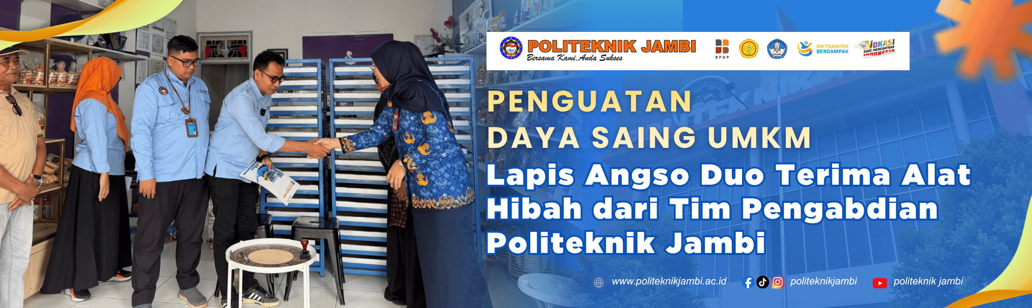 Penguatan Daya Saing UMKM, Lapis Angso Duo terima alat hibah dari tim pengabdian Politeknik Jambi