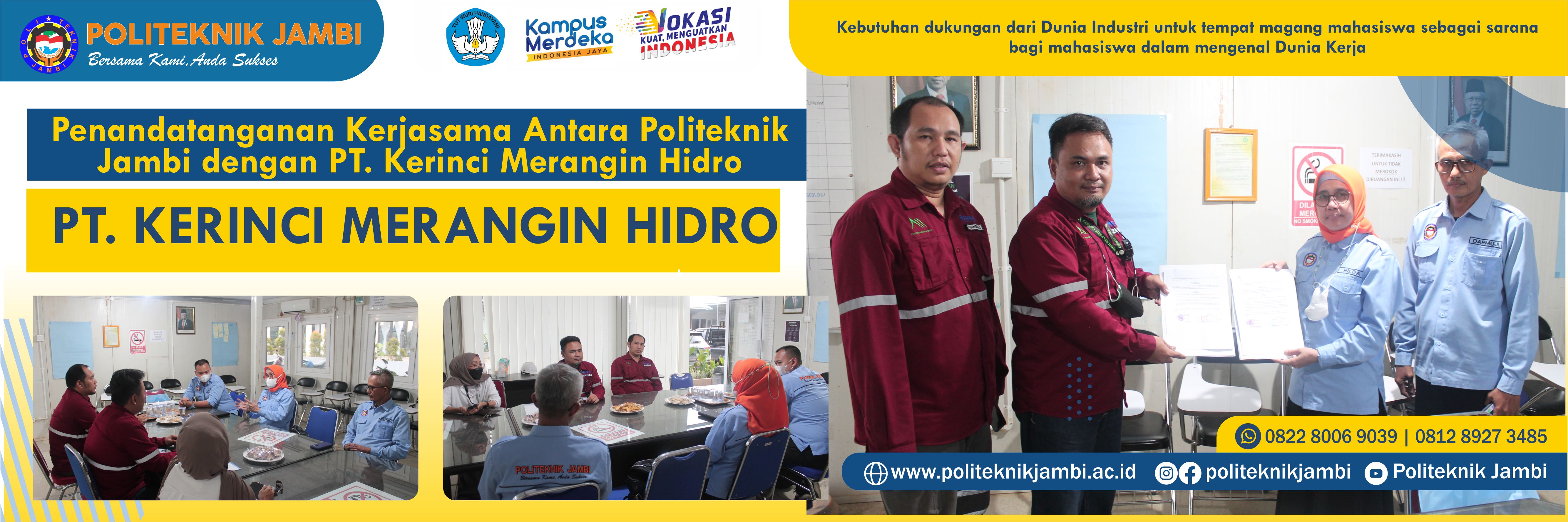 Penandatangan MoU Politeknik Jambi Dengan PT. Kerinci Merangin Hidro