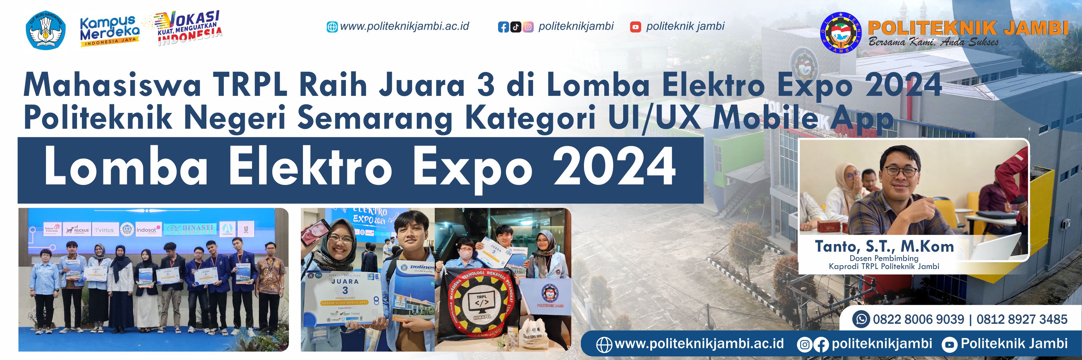 Mahasiswa TRPL Raih Juara 3 di Lomba Elektro Expo 2024 Politeknik Negeri Semarang Kategori UI/UX Mobile App
