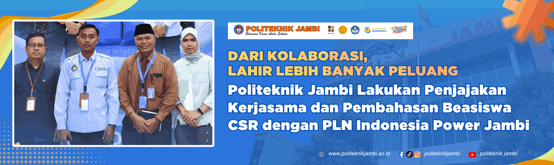 Politeknik Jambi Jajaki Kerja Sama dan Program Beasiswa CSR bersama PLN Indonesia Power Jambi