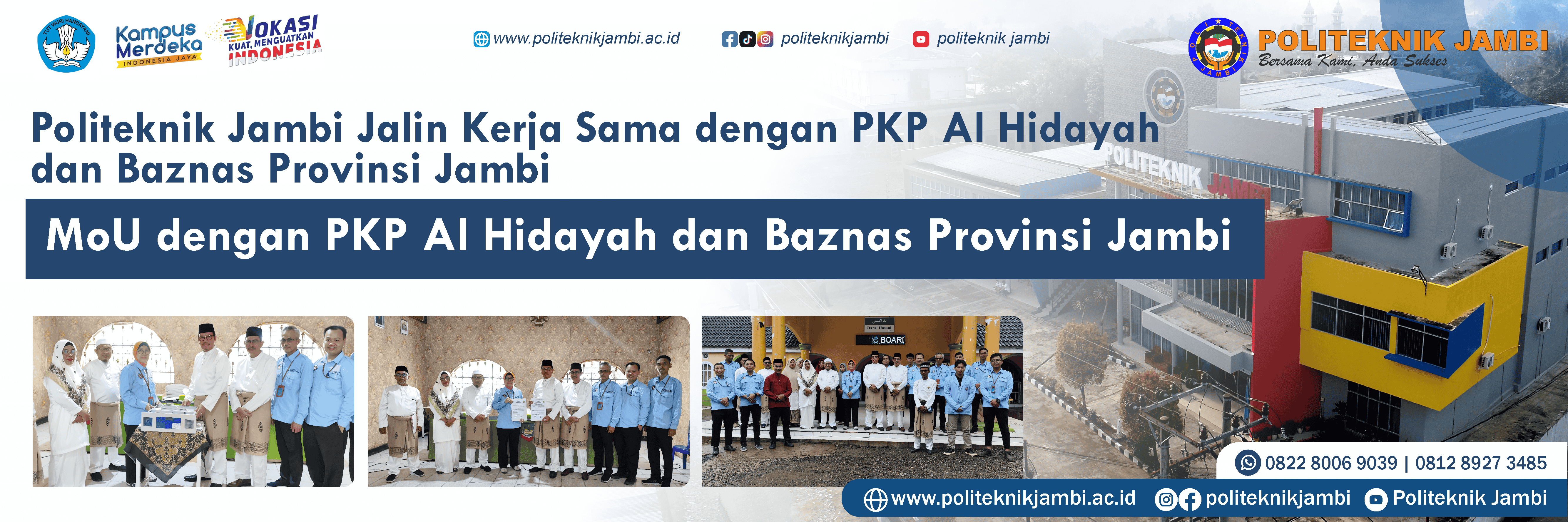 Politeknik Jambi Jalin Kerja Sama dengan PKP Al Hidayah dan Baznas Provinsi Jambi